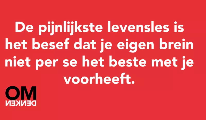 Tegel van  - De pijnlijkste levensles is het besef dat je eigen brein niet per se het beste met je voorheeft.