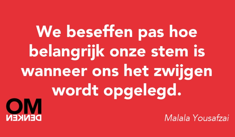 Tegel van Malala Yousafzai - We beseffen pas hoe belangrijk onze stem is wanneer ons het zwijgen wordt opgelegd.